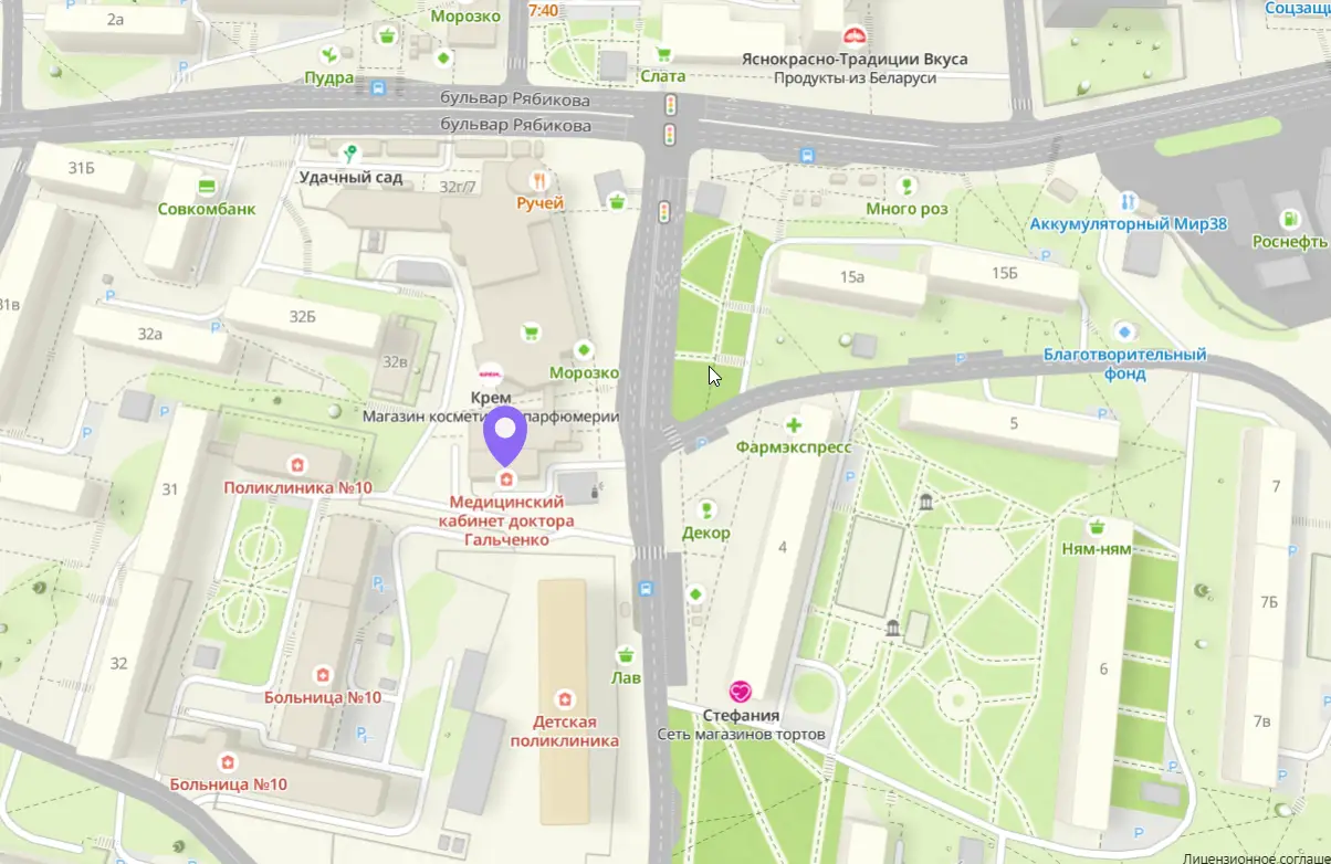 карта местонахождения личного кабинета доктора Гальченко